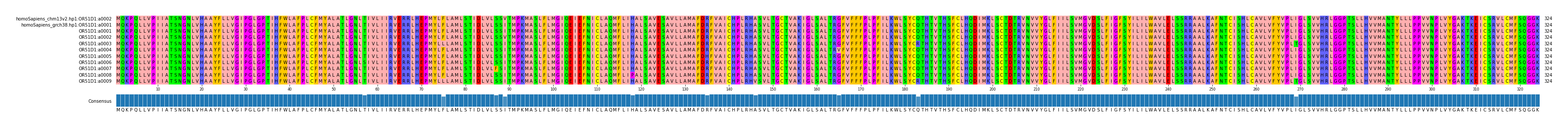 Multiple Alignments (by translate haplotype frequency)