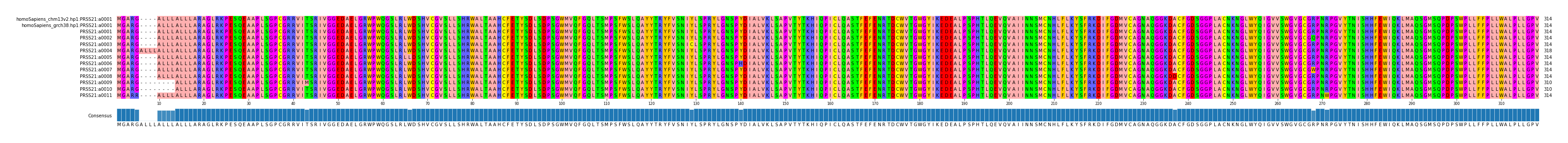 Multiple Alignments (by translate haplotype frequency)